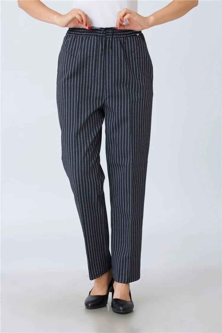 Chefs Plaid Stripe Trousers For Women - ChefLooks