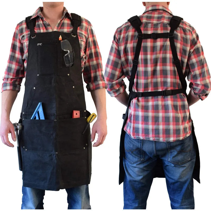 Super Thick Waxed Coating Waterproof Canvas Apron For Man - ChefLooks